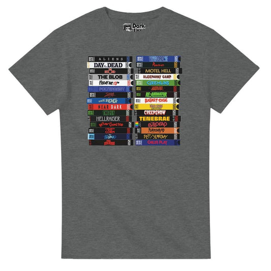 VHS 80s Horror Movie Stacks T-Shirt